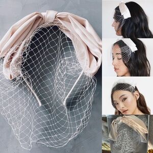 New Kristin Ess ivory veil headband box wedding vintage inspired bow